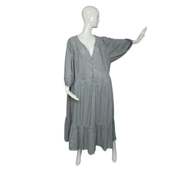 Old Navy Womens Size 4X Striped All Day Maxi Swing Boho Cottagecore Dress Plus - Picture 3 of 12